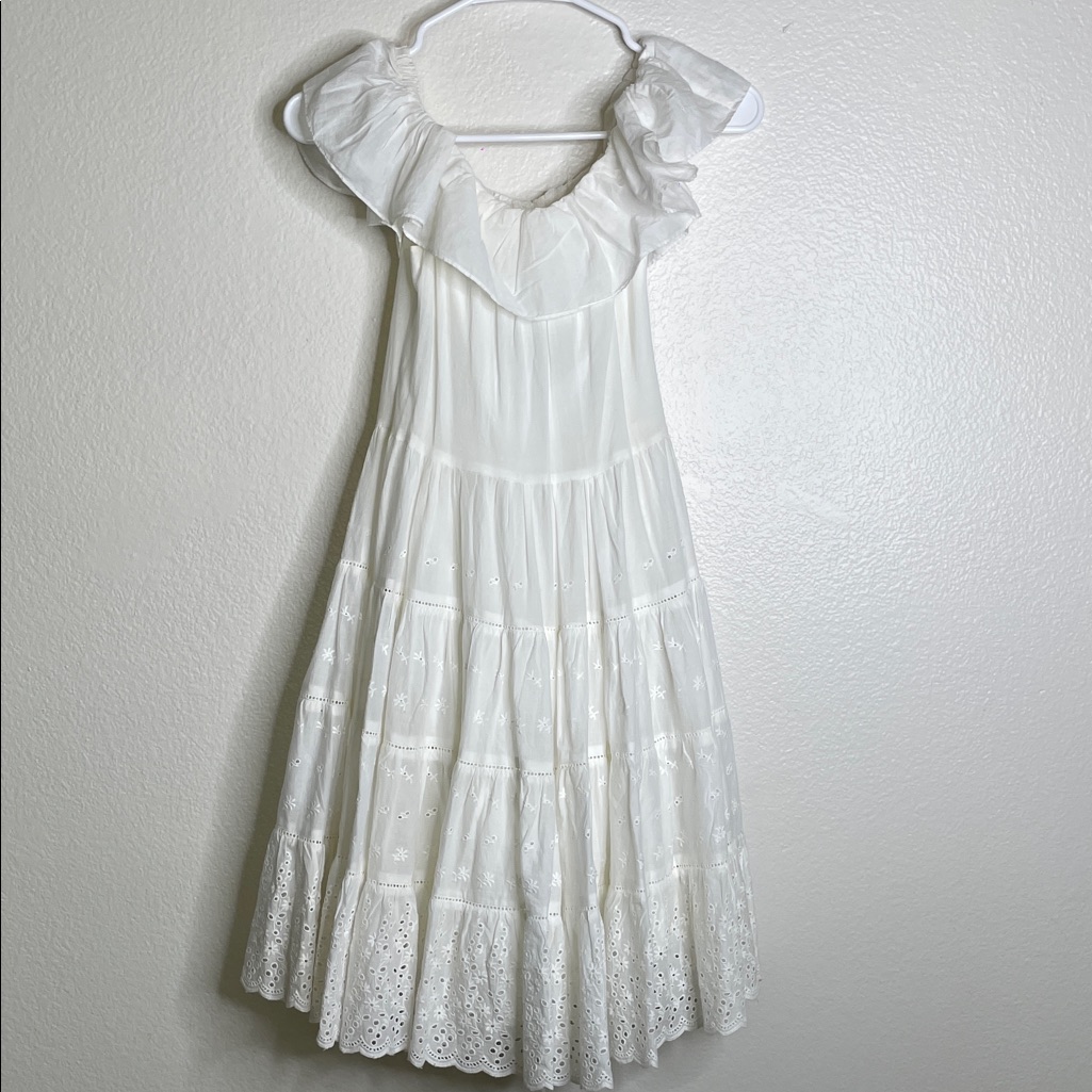 Polo By Ralph Lauren White Ruffled Eyelet Dress